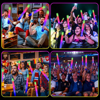 12pcs Foam Glow Sticks,Party Favors Supplies,3 Flashing Modes Glow In The Dark Party Supplies, Light Up Foam Sticks for Wendding Raves Camping Outdoor