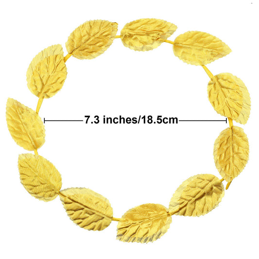 meekoo 6 Pieces Laurel Wreath Headband Greek Roman Leaf Crown Headpiece for Women Men Toga Costume Wedding Headwear (Gold)