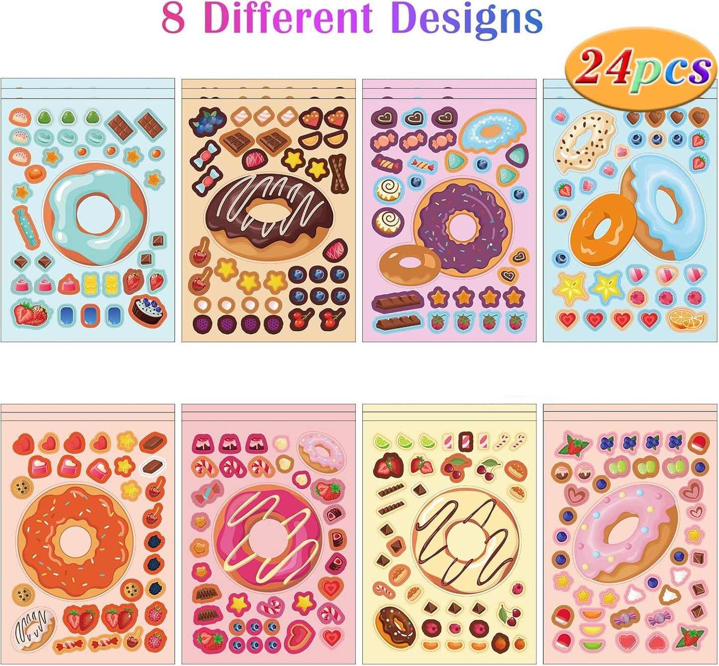 24 Sheets Cupcake Make a Face Sticker Sheets for Kids Todders Activities, Make Your Own Stickers for Kids Birthday Party Favor Supplies Craft