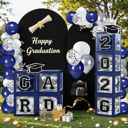 Graduation Decorations 2026 Graduation Party Decorations Set of 4 Boxes with 129pcs Balloons Arch Garland Kit Party Supplies for Any Grades Blue