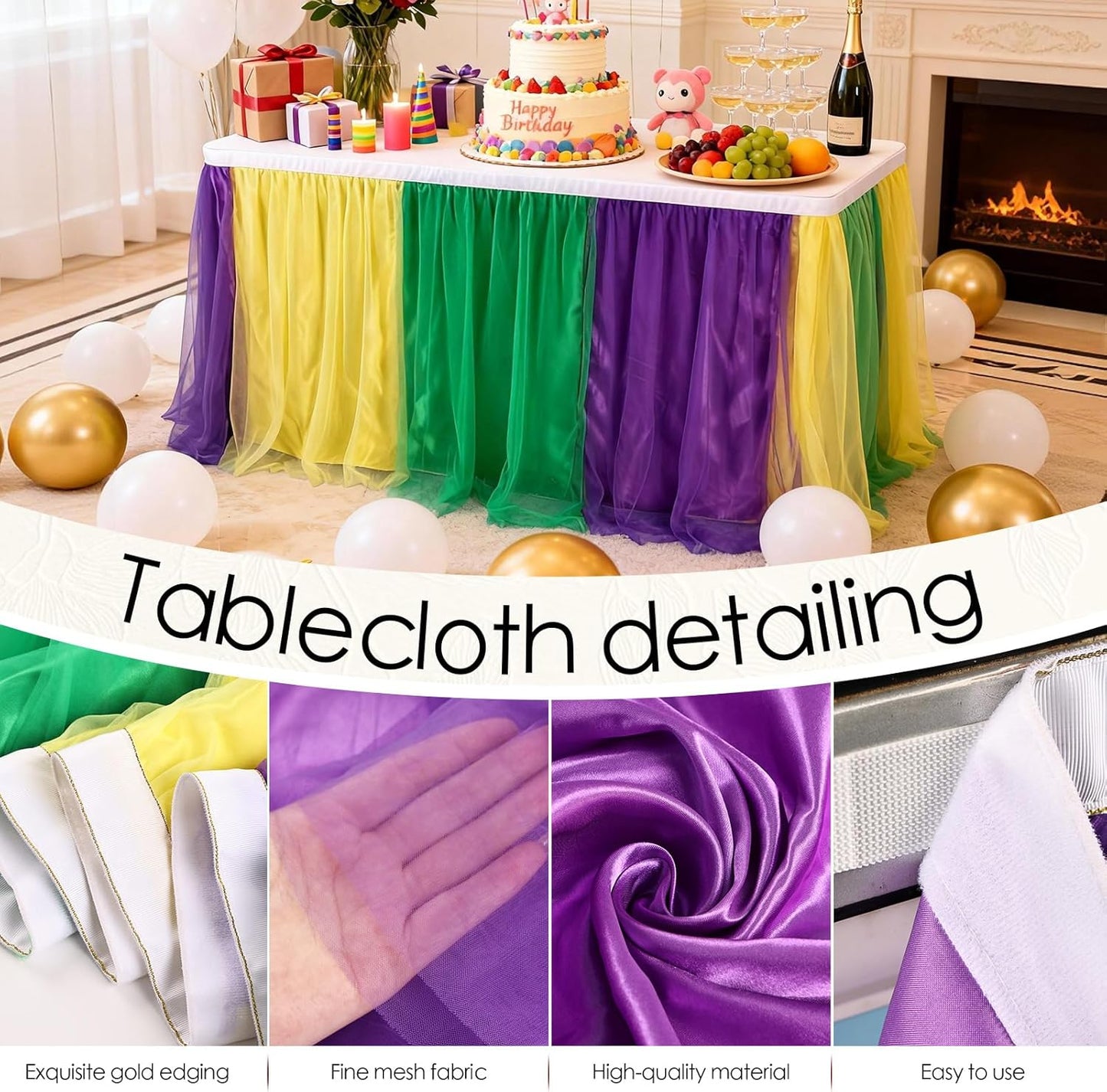 THARAHT Tulle Table Skirt 6FT 180CM Long for Rectangle Tables Round Tables Ruffle Desk Skirt for Princess Girls Birthday Party Cake Dessert Decorations Table Skirt