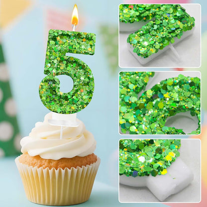 Birthday Number Candles, Glitter Number Candle Cake Decorations with Sequins, Cupcake Decorations for Girls, Women, Party Anniversary Celebrations (Number 6, Purple)