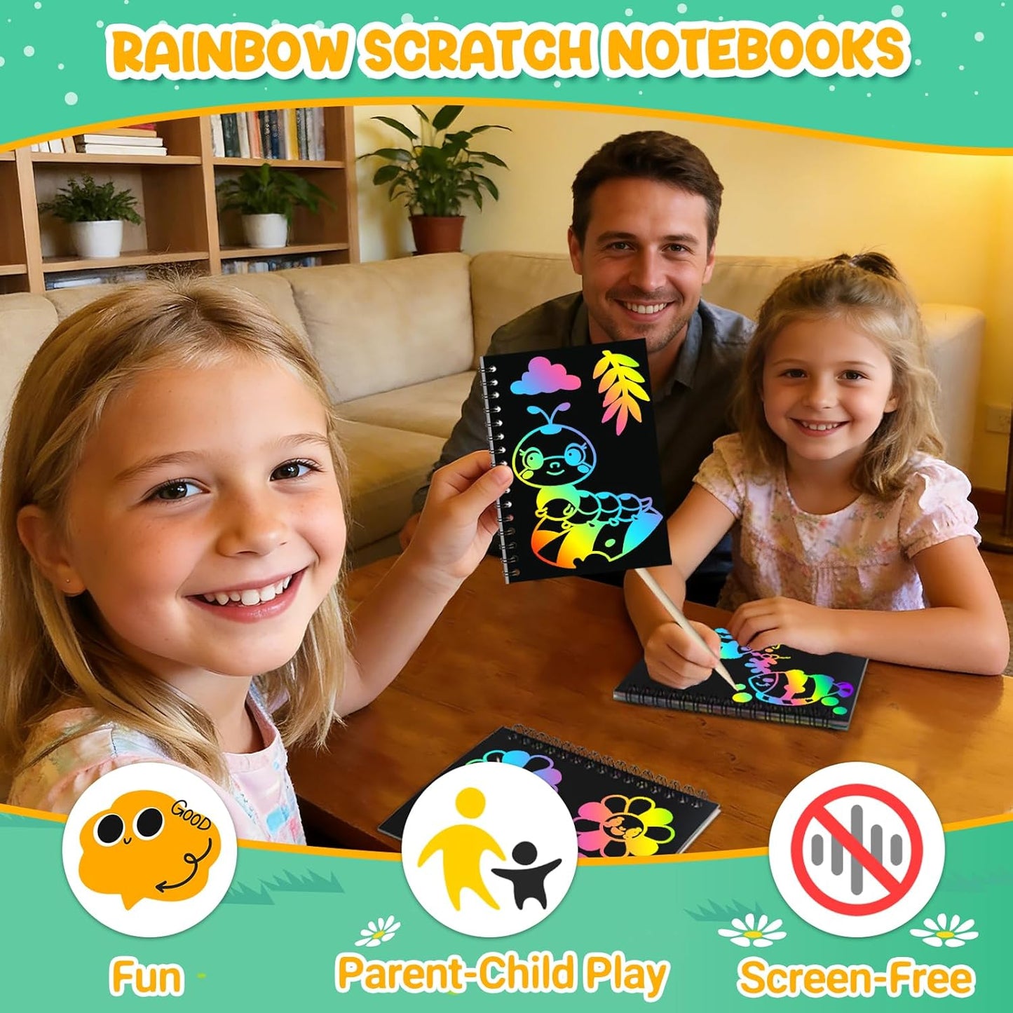 ZMLM 24 Pack Scratch Art Party Favors: Birthday Party Favors for Kids 4-8, Bulk Rainbow Scratch Notebook Paper Pads, Goodie Bags Stuffers Girls Boys Classroom Gifts Crafts Toys