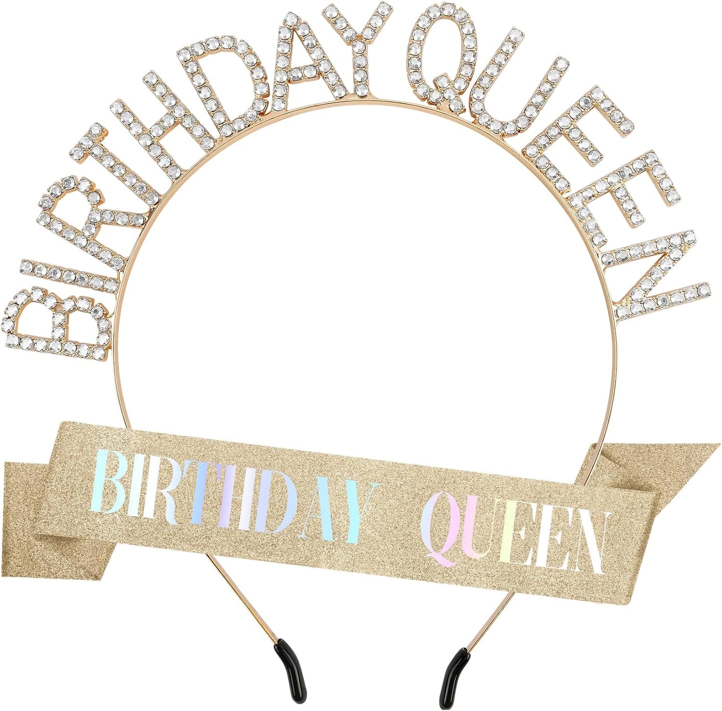 Birthday Sash & Crown for Women - Tiara Headband, Girls' Decorations Accessories
