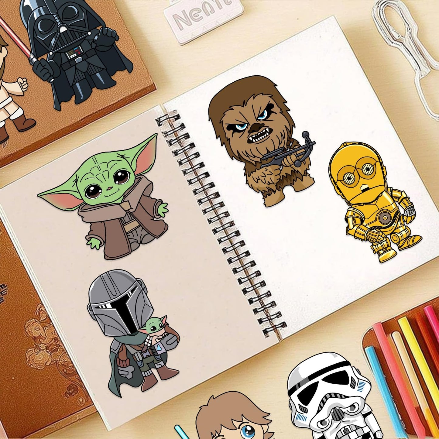 24 Sheets Cool Monster Sticker Cute Cartoon Charaters Make Your Own Sticker, Make a Face Stickers Party Favors Activities Gifts (c)