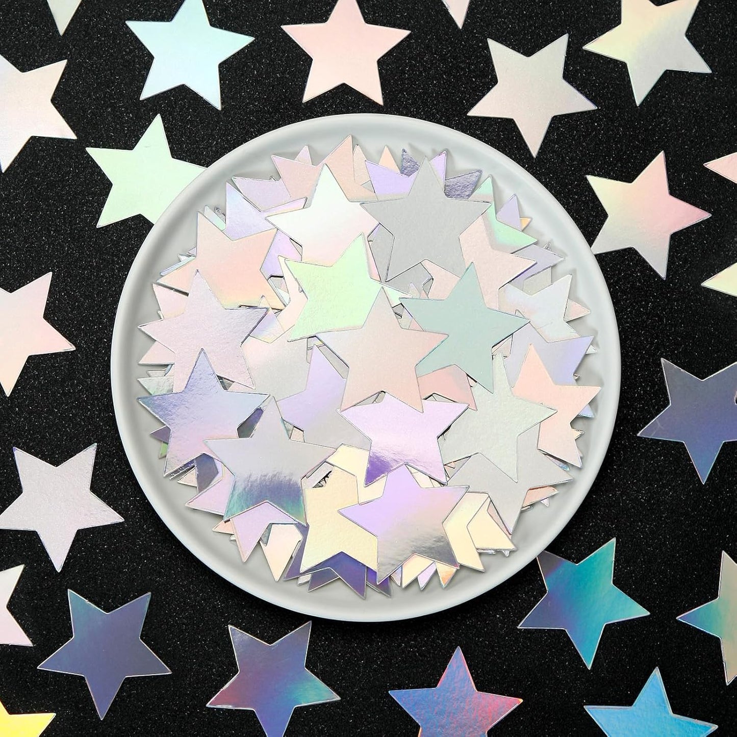 300pcs Navy Blue White Silver Confetti,Glitter Paper decor Twinkle Little Star Table Confetti,Birthday Graduation 2024 Fathers Day Wedding Baby Shower Party Decorations Circle Dots Lasting Surprise