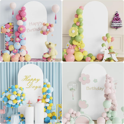 Wokceer 7.2 FT Wedding Arch Backdrop Stand and White Arch Cover, Metal Arch Stand with Arch Stand Cover for Birthday Party Wedding Ceremony Bridal Baby Shower Event Decor