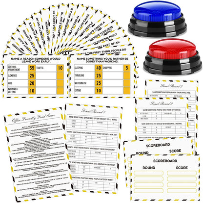 20 Pcs Retirement Friendly Feud Game Set Retirement Party Game Trivia Quiz with 18 Card 2 Buzzer for Adults Family Games Activities Party Supplies, Battery Not Included