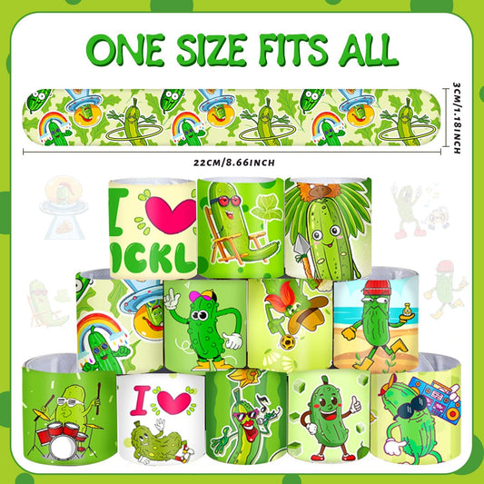 48 PCS Funny Pickle Slap Bracelets Party Favors, Pickle Wristbands Bracelets Goodie Bag Fillers for Pickle Birthday Party Decorations Supplies for Kids Adults Boys Girls Classroom Rewards