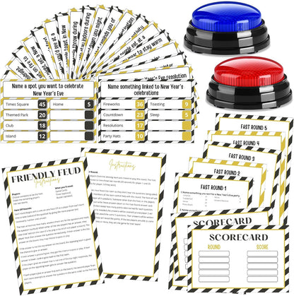 20 Pcs Retirement Friendly Feud Game Set Retirement Party Game Trivia Quiz with 18 Card 2 Buzzer for Adults Family Games Activities Party Supplies, Battery Not Included