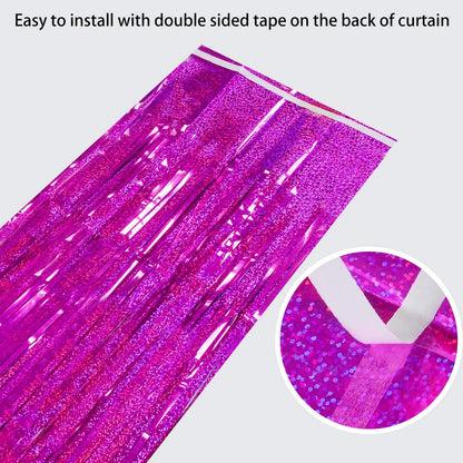 Happy Mothers Day Decorations Melsan 3 Pack 3.2 x 8.2 ft Pinkish Purple Tinsel Fringe Curtain Backdrop, Sparkling Metallic Party Decorations for Girls Birthday, Bachelorette, Wedding, Photo Booth