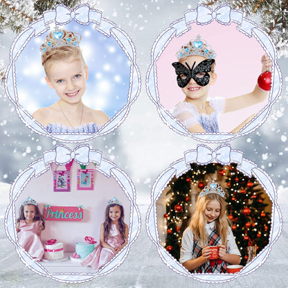 Chalyna 12 Pcs Princess Crowns Tiara Wand for Little Girl Silver Heart Jewel Plastic Tiara Winter Gift for Birthday(Pink,Heart Style)
