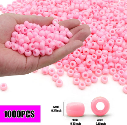 1000Pcs Glow in The Dark Pony Beads 9mm Plastic Kandi Beads Bulk for Friendship Bracelet Necklace Craft Jewelry Making Beads for Hair Braids 9 Color