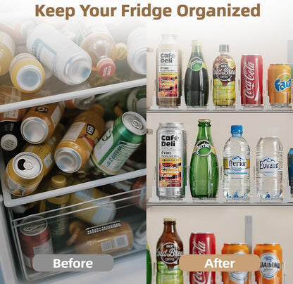 HIYOHIYO 5 Row Auto-Push Drink Organizer for Fridge, Self Pushing Soda Can Dispenser for Refrigerator, Automatic Drink Dispenser for Fridge, Holds up to 25 Cans