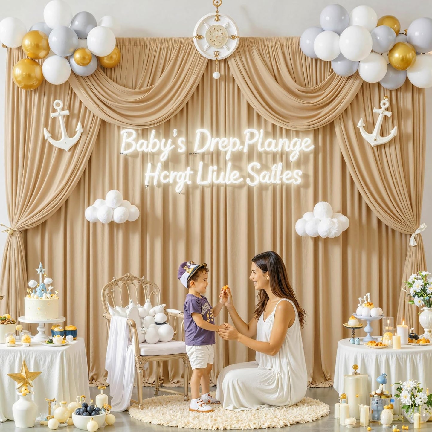10 ft x 10 ft Wrinkle Free White Backdrop Curtains for Wedding Parties, Polyester Photography Backdrop Drapes for Birthday Parties Stage Backdrop Stand, 2 Panels 5x10FT Background Curtains