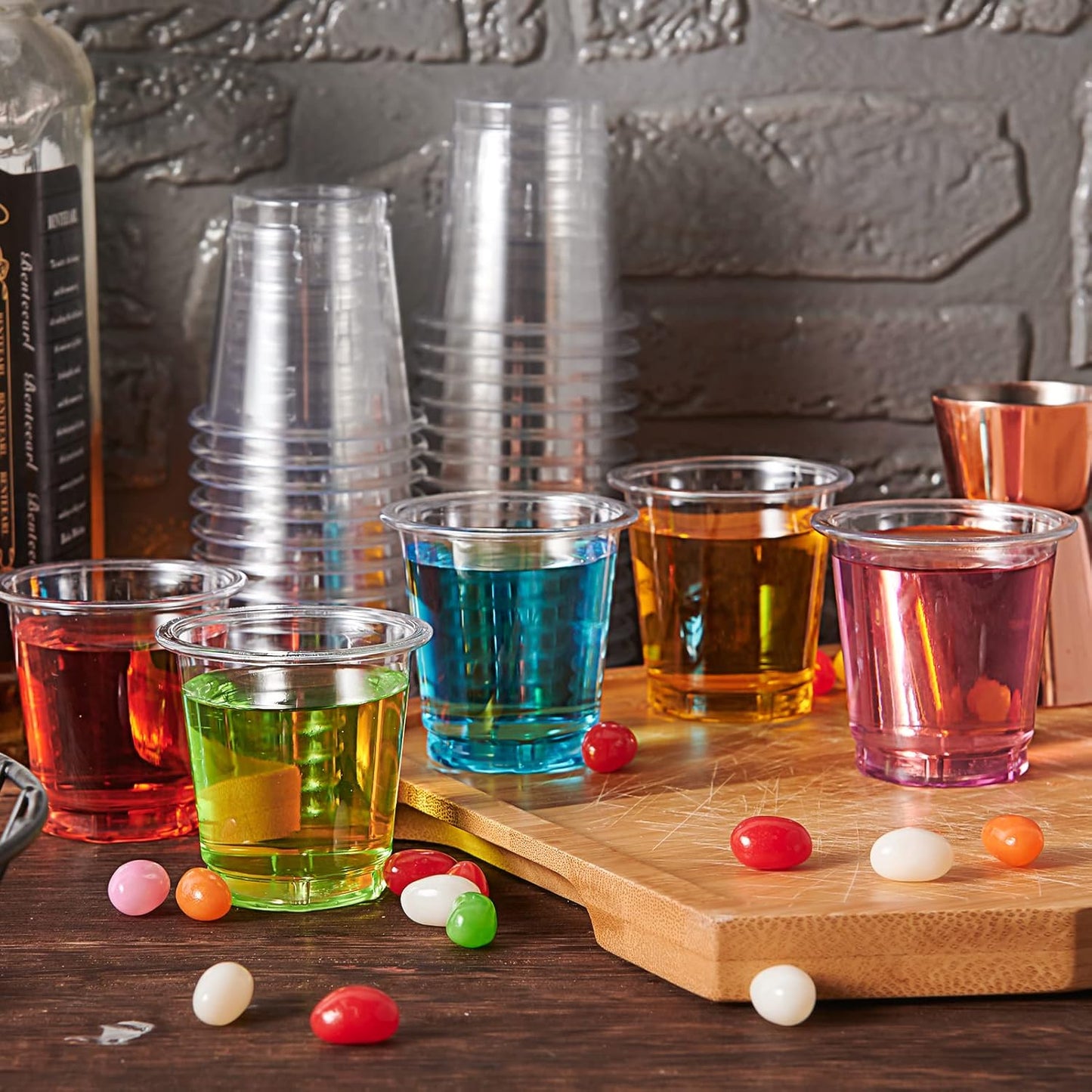 Lilymicky 500 PACK 1 oz Plastic Shot Glasses, 1 Ounce Clear Disposable Party Cups for Vodka, Whiskey, Tequila, Mini Plastic Containers for Sauce, and Sample Tasting