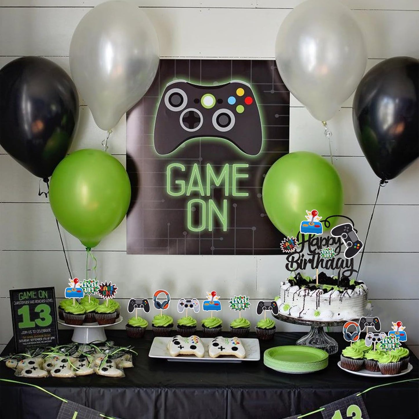 36 PCS Video Game Cupcake Toppers Assembled Game On Controllers Cupcake Picks GamePad Cake Decorations for Game Theme Baby Shower Kids Boys Girls Birthday Anniversary Party Decorations Supplies