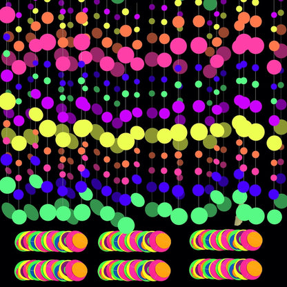 508ft UV Neon Paper Garland Crepe Streamers Glow in The Dark Party Supplies Garland Neon Party Decorations Streamers for Blacklight Reactive Fluorescent Wedding Birthday Party Decorations