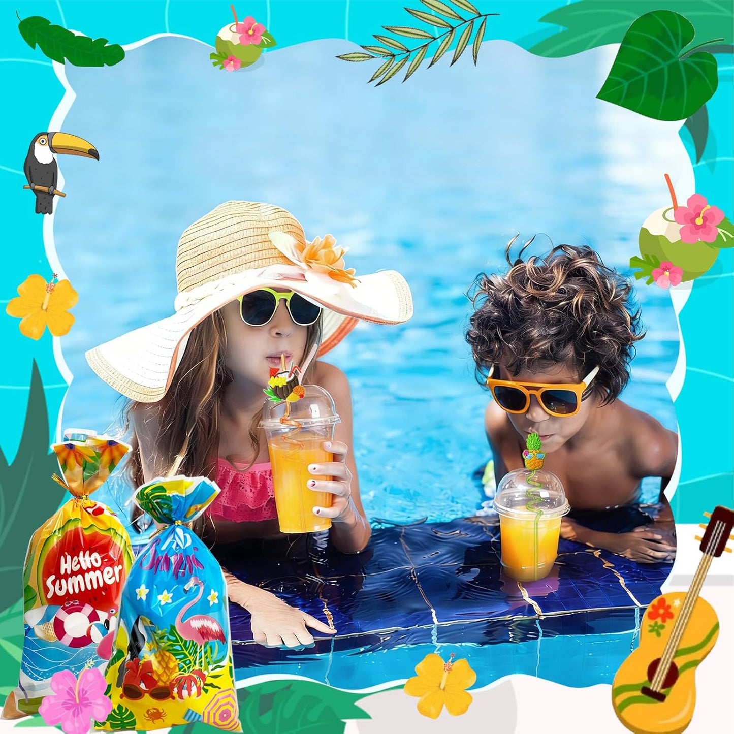ANPHILE 12 Pack Hawaiian Luau Party Favors, Tropical Luau Party Favors Pinata Filler Goody Bag Stuffer for Summer Pool Beach Party