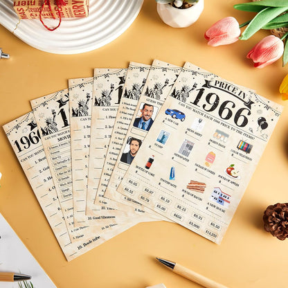 70Pcs 70th Birthday Party Games Born In 1956 Fun 1956 Trivia Music Slang Books Game Double-Sided Game Cards Vintage 70th Birthday Party Supplies for 70 Year Old Activity Anniversary Class Reunion