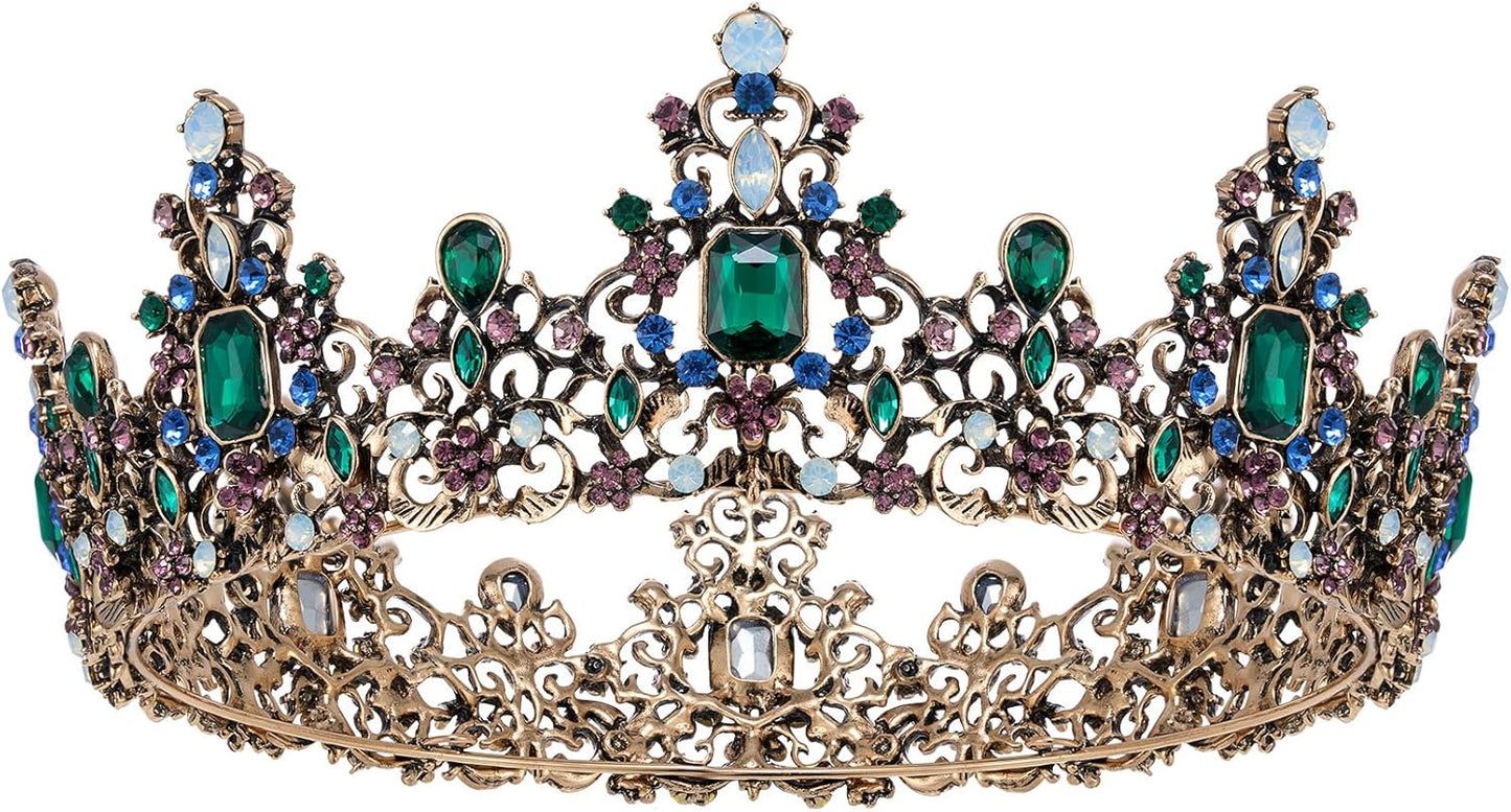 SWEETV Queen Crown for Women - Baroque Wedding Tiaras and Crowns,Jeweled Tiara Crown,Prom Birthday Halloween Hair Accessories