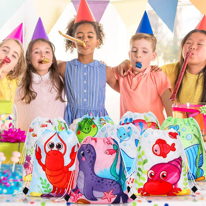 Marsui 24 Pcs Glowing Party Favor Drawstring Bags Gift Goodie Candy Favors Bags for Birthday Party Supplies