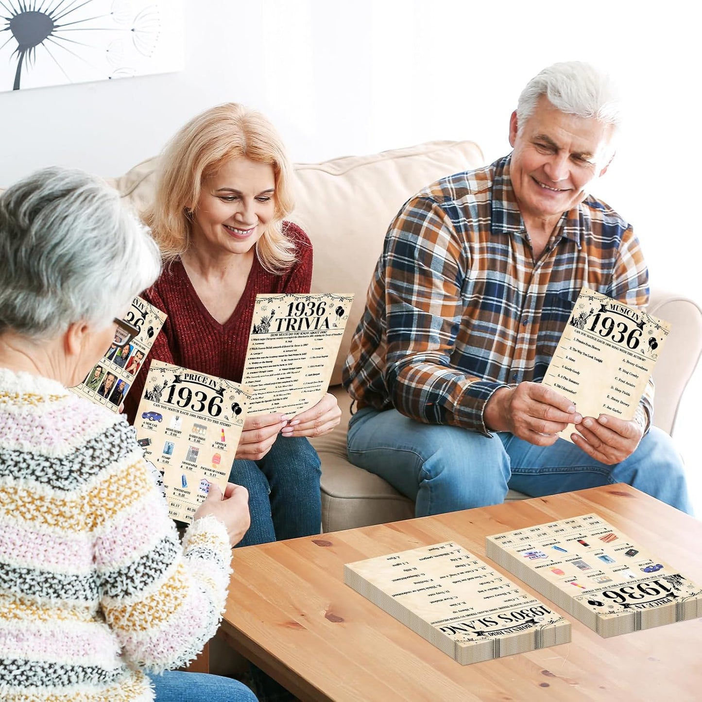 70Pcs 70th Birthday Party Games Born In 1956 Fun 1956 Trivia Music Slang Books Game Double-Sided Game Cards Vintage 70th Birthday Party Supplies for 70 Year Old Activity Anniversary Class Reunion