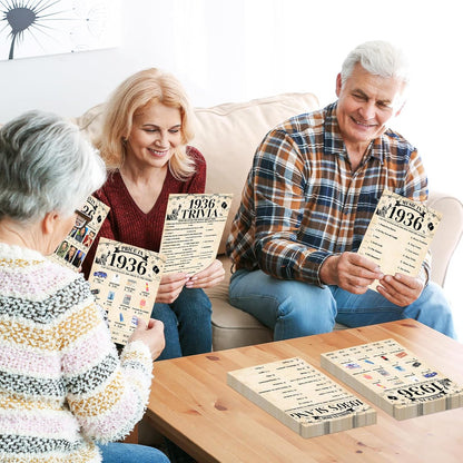 70Pcs 70th Birthday Party Games Born In 1956 Fun 1956 Trivia Music Slang Books Game Double-Sided Game Cards Vintage 70th Birthday Party Supplies for 70 Year Old Activity Anniversary Class Reunion