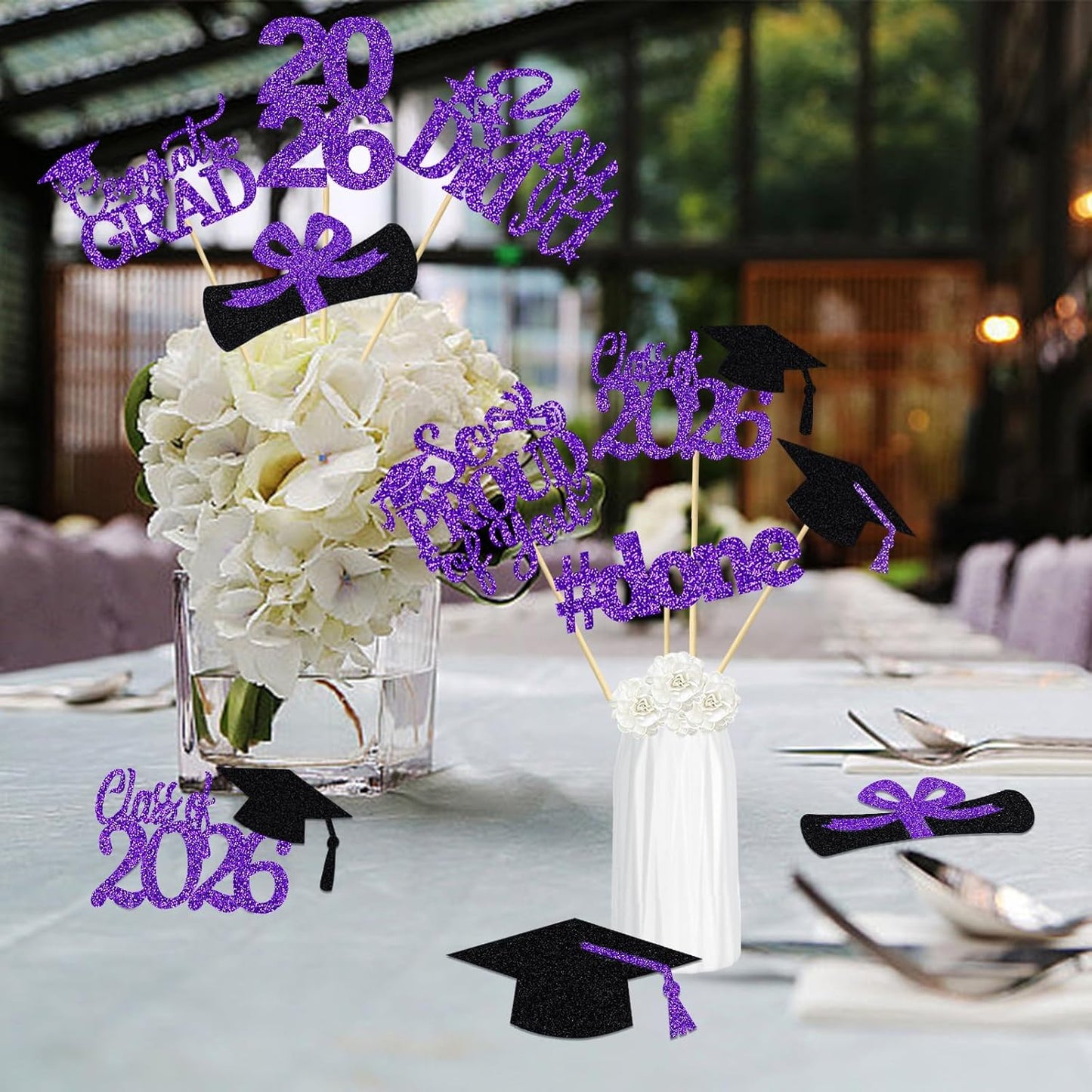 24Pcs 2026 Graduation Table Centerpieces Gold, Graduation Centerpieces for Tables 2026 Gold Class of 2026 Graduation Centerpiece Sticks for 2026 Graduation Party Table Decorations Gold