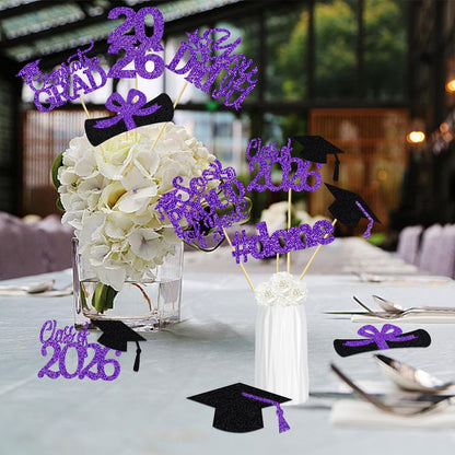 24Pcs 2026 Graduation Table Centerpieces Gold, Graduation Centerpieces for Tables 2026 Gold Class of 2026 Graduation Centerpiece Sticks for 2026 Graduation Party Table Decorations Gold