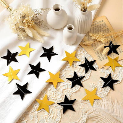Spakon 65 Feet Glitter Star Paper Garland Banner Hanging Decoration Star Streamers Double Side 2026 Graduation Decorations for Wedding Birthday Festival New Year Party Decoration (Gold)