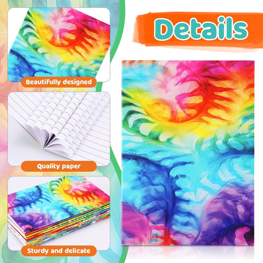 Tenceur 100 Pcs Mini Tie Dye Notepads Pastel Notebooks Small Multicolor Style Pocket Notebook Bulk Mini School Supplies Tie Dye Birthday Party Supplies, Teacher Appreciation Gifts 10 Styles