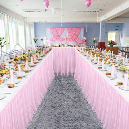 Suppromo 6ft Pink Tulle Table Skirt Baby Shower Tablecloth for Rectangle Tables or Round Tables Pink Ruffle Tutu Table Skirts Desk Skirt for Princess Girls Birthday Party Cake Dessert Decorations