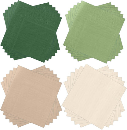 Layhit 100 Pcs Cocktail Napkins Disposable Beverage Napkins Square Paper Dessert Tissue for Wedding Birthday Celebration Party Supplies(Brown Series,5 x 5 Inch)
