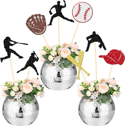 16 PCS Baseball Centerpiece Sticks Double Sided Baseball Players Sports Theme Table Flower Centerpieces Sticks for Baseball Theme Baby Shower Kids Birthday Party Centerpiece Decorations Supplies