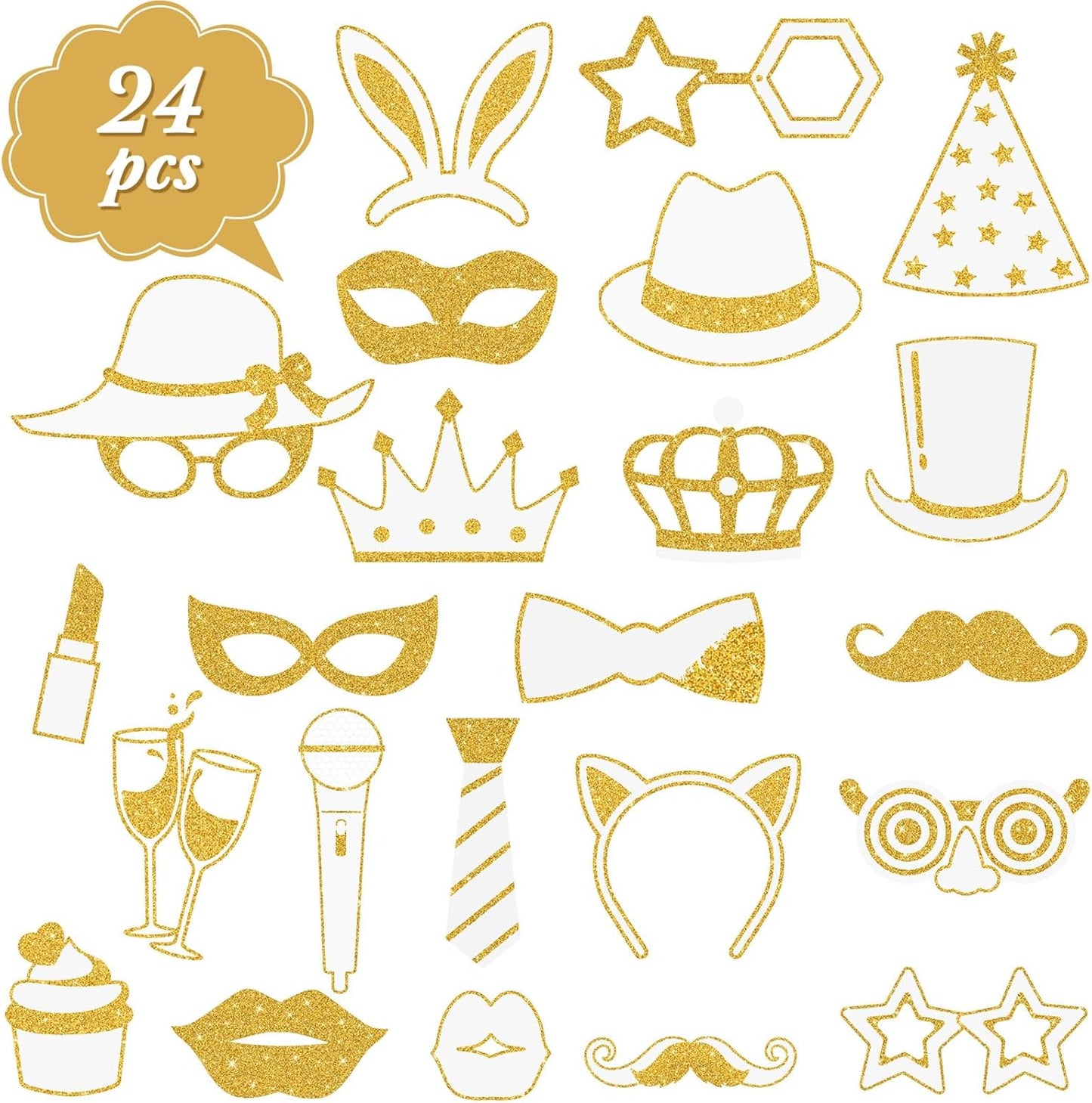 Zonon 24 Pcs Funny Photo Booth Props Class of 2026 Graduation Birthday Wedding Family Class Reunion Prom Disco Party Celebration Decoration Supplies Mix of Hats, Lipstick, Tie(Blue and Black)
