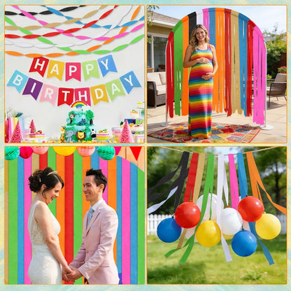 Oubest Crepe Paper Streamers 2.2 Inch x 656 Feet Ideal Party Supplies & Decorations for Birthdays Baby Showers Bachelorettes Weddings DIY, 8 Rolls Pastel Streamers Backdrops, Doorway & Wall Decor