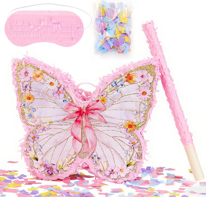 Pink Cowgirl Boot Piñata Set with Bat and Blindfold, 15.7 x 11 in Western Cowgirl Birthday Party Decorations, Girls Theme Party Piñata for Candy & Treats