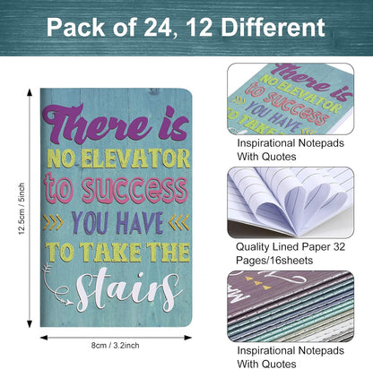 Outus 24 Pieces Mini Inspirational Notepads Motivational Small Pocket Journal Notebook Inspiring Note Pads Gift for School Office Travel Coworkers Supplies, 12 Styles (Simple Style)