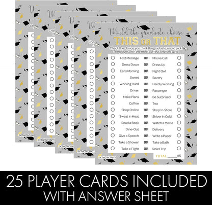 DISTINCTIVS Graduation Party Game - This or that Game for Teens and Adults, Class of 2026, 25 Guests