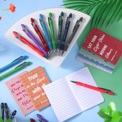 Funrous 32 Pcs Motivational Quote Pens Inspirational Notepads Mini Journal with Ballpoint Pen Small Notebooks Gift for Men Women Coworker Adult Party Favors Prize Teacher Student Office(Stylish)