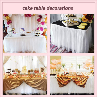 Suppromo 6ft Pink Tulle Table Skirt Baby Shower Tablecloth for Rectangle Tables or Round Tables Pink Ruffle Tutu Table Skirts Desk Skirt for Princess Girls Birthday Party Cake Dessert Decorations