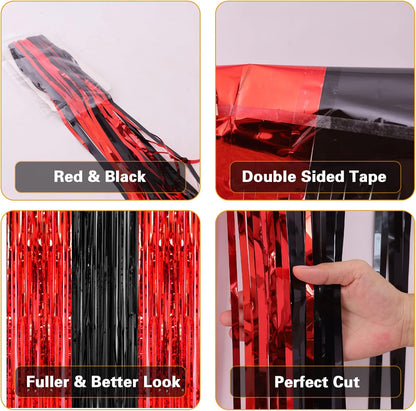 2 Pack 3.2ft x 8.2ft Silver Metallic Tinsel Foil Fringe Curtains, Door Streamer Photo Booth Backdrop for Birthday Graduation Engagement Bridal Shower Bachelorette Baby Shower Party Decorations