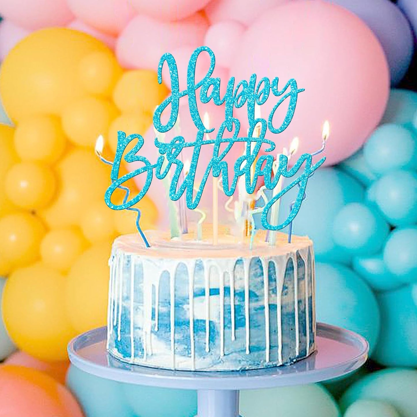 ZHUOWEISM 1 PCS Gold Happy Birthday & Anniversary Cake Topper