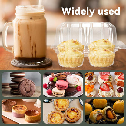 40 Pack 4-Compartment Clear Plastic Cupcake Boxes, 4-Cavity Cupcake Holders, Clear Cupcake Containers (20)