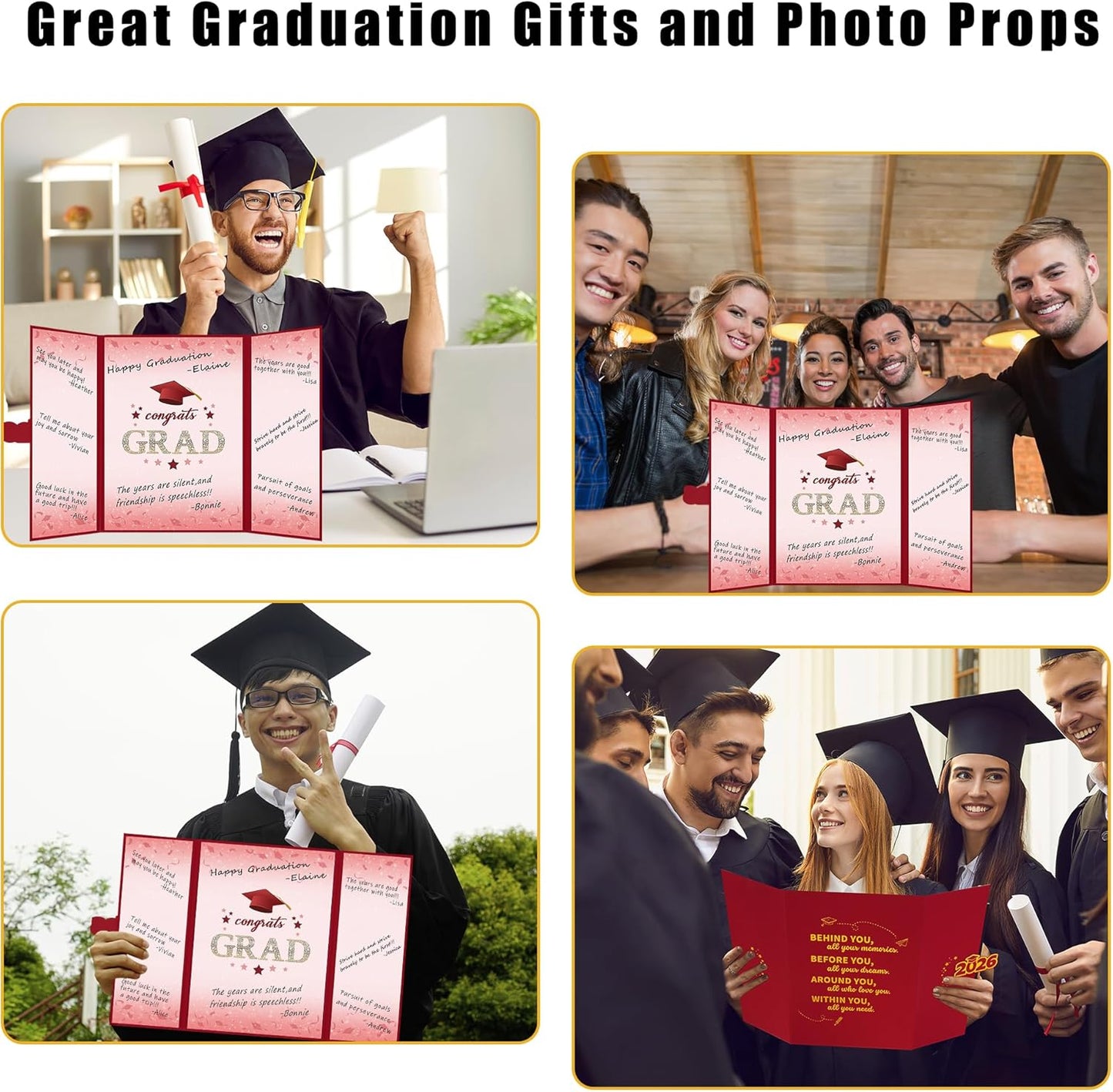 Vlipoeasn 2026 Graduation Guest Book Alternative, Black Gold Class of 2026 Graduation Party Decorations, Graduation Signature Book for 2026 College High School, Unique Graduation Gifts for Friends