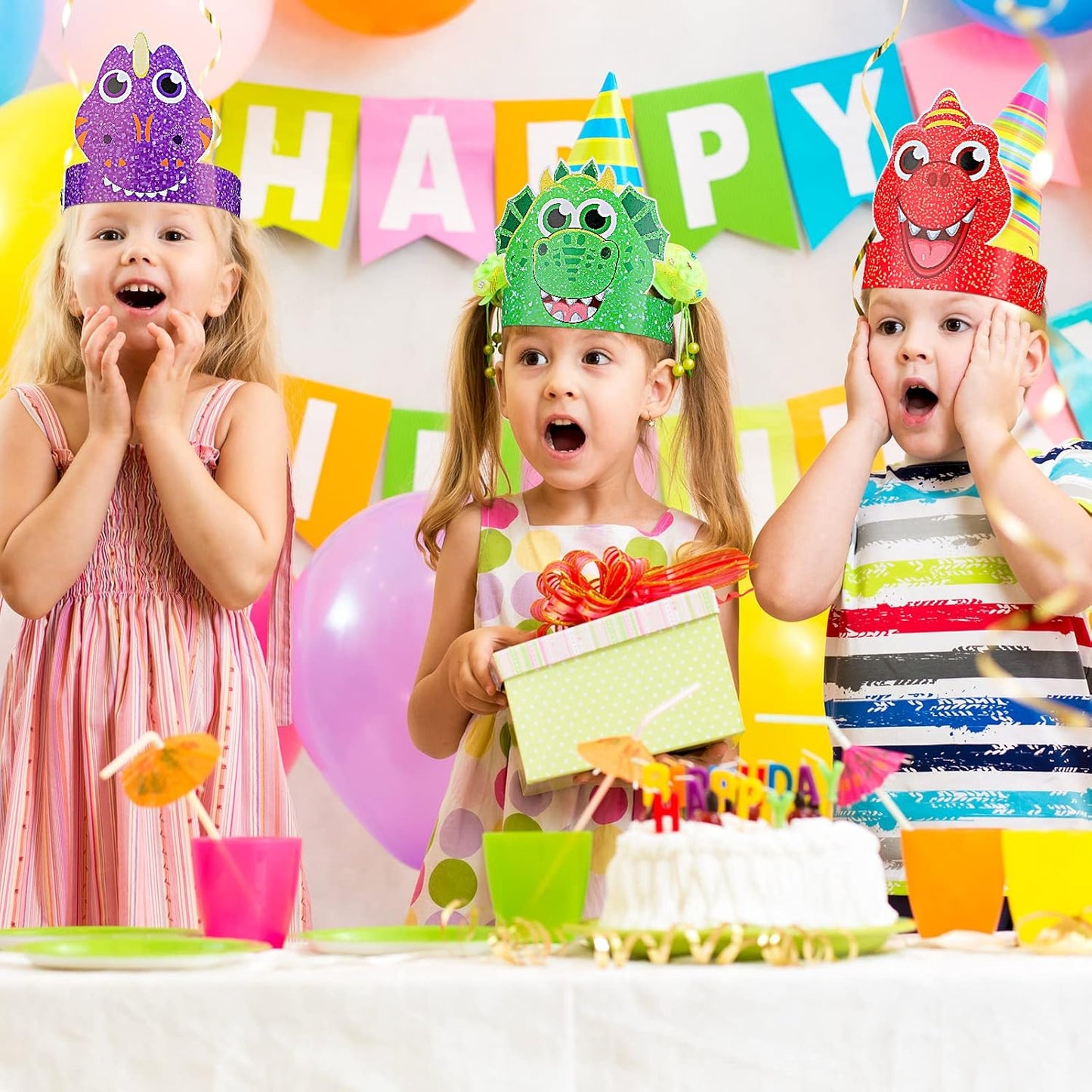 Gersoniel 24 Pcs Party Hats for Kids Paper Headbands Crown for Boys Girls, Birthday Party Decoration Favors