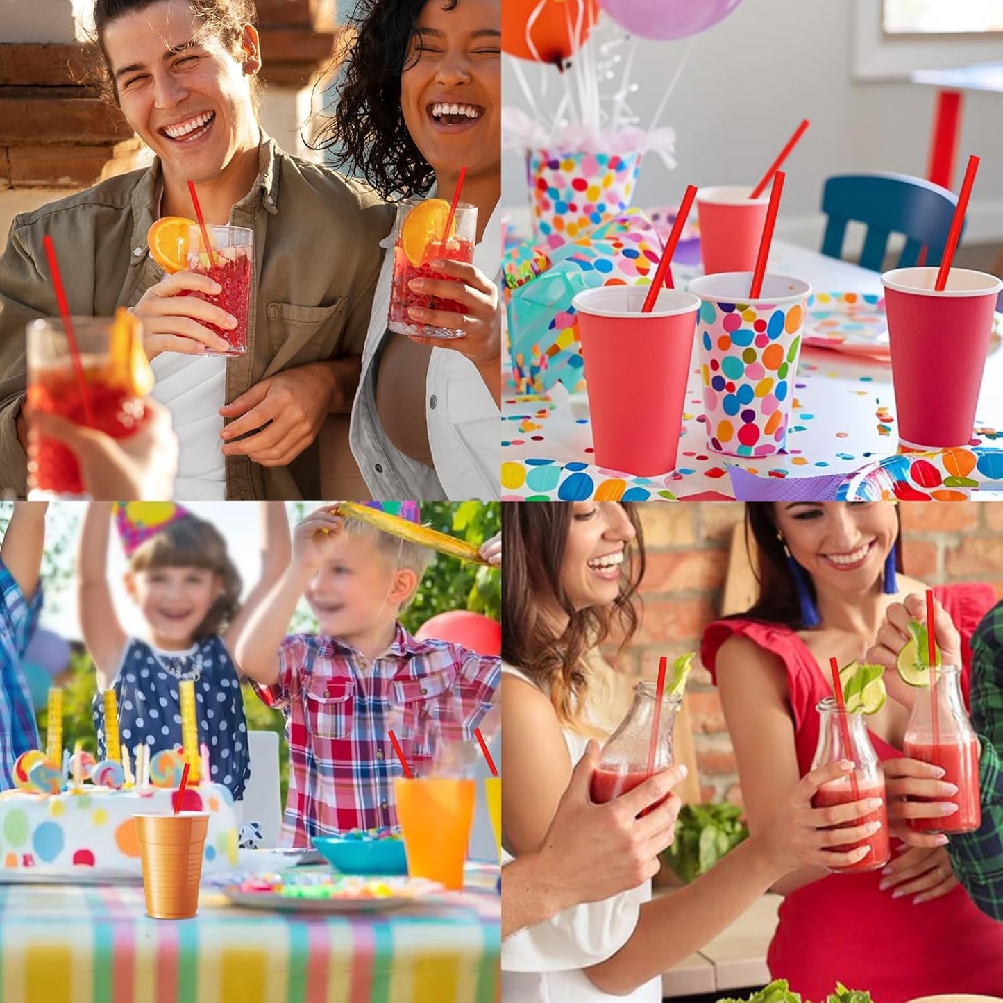 Disposable Paper Straws Solid Green - 7.75'' x 0.24'', 100 Counts - for Drinking, Beverage, Juice, Soda, Bar Supplies