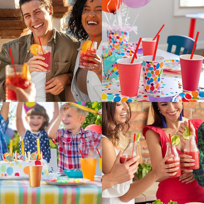 Disposable Paper Straws Solid Green - 7.75'' x 0.24'', 100 Counts - for Drinking, Beverage, Juice, Soda, Bar Supplies