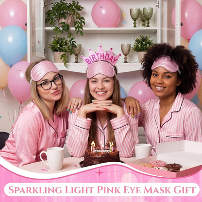 Chicingyou 12 Pcs Glitter Eye Mask Bulk Sleep Masks Eye Cover for Party Gifts Blindfold with Adjustable Elastic Strap for Bachelorette Party Supplies Women Men(Hot Pink)